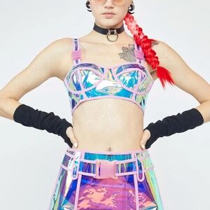 Dolls kill 2 piece metallic burning man festival set